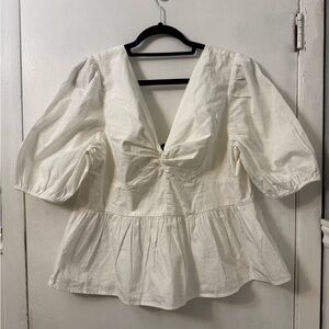 Gap White Puff Sleeve Top